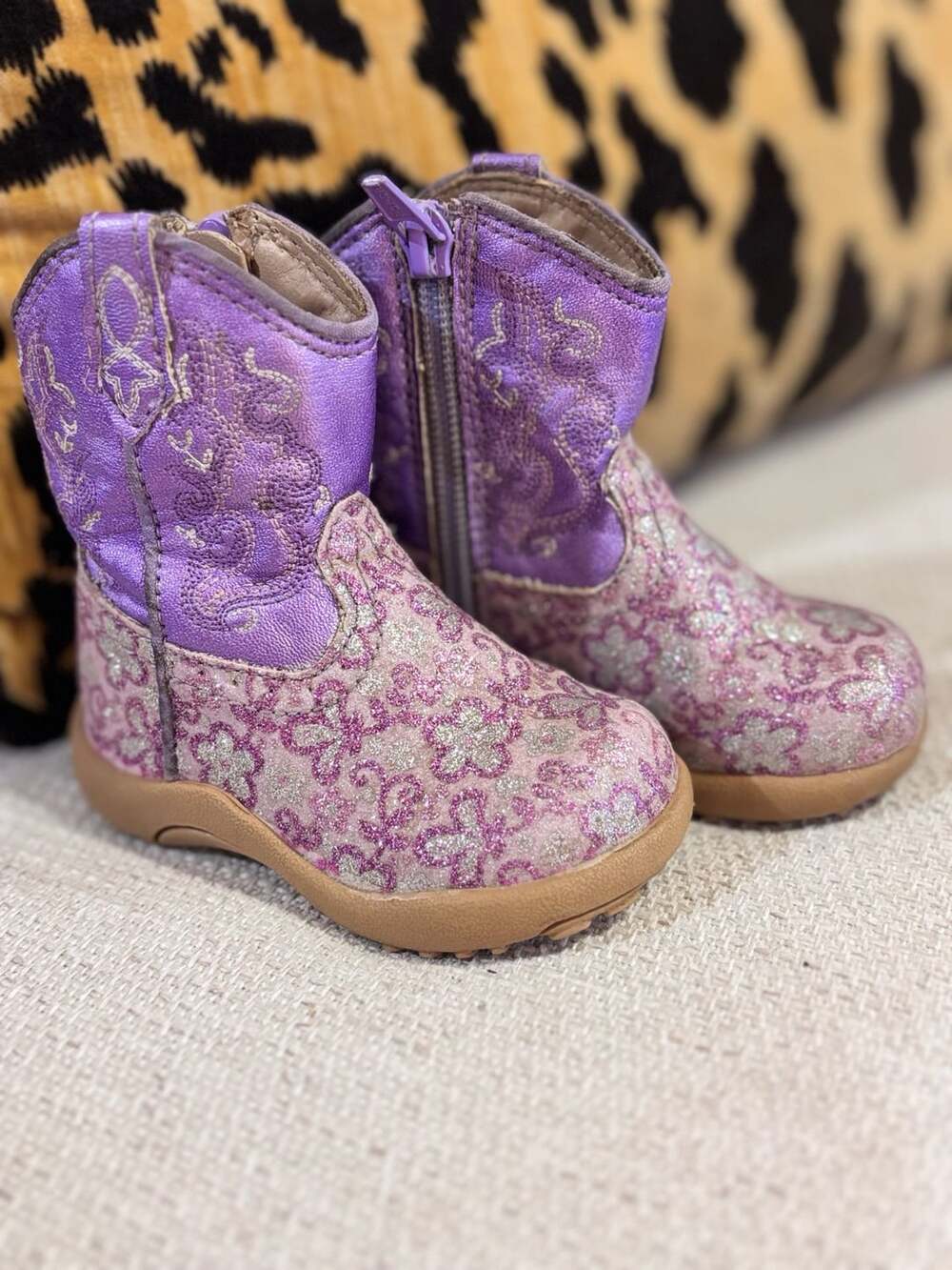 Roper Cowboy Boots baby Size 3 Purple Glitter